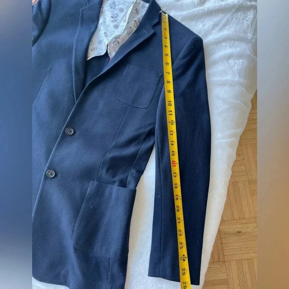 PERRY ELLIS PORTFOLIO SLIM FIT NAVY BLUE WOOLBLEND KIDS BLAZER XL - Picture 15 of 16